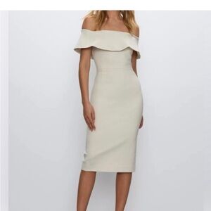 Aritzia Ruslan Off-Shoulder Cream Dress